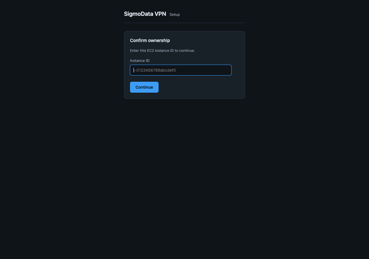 Ownership form asking for the EC2 instance ID